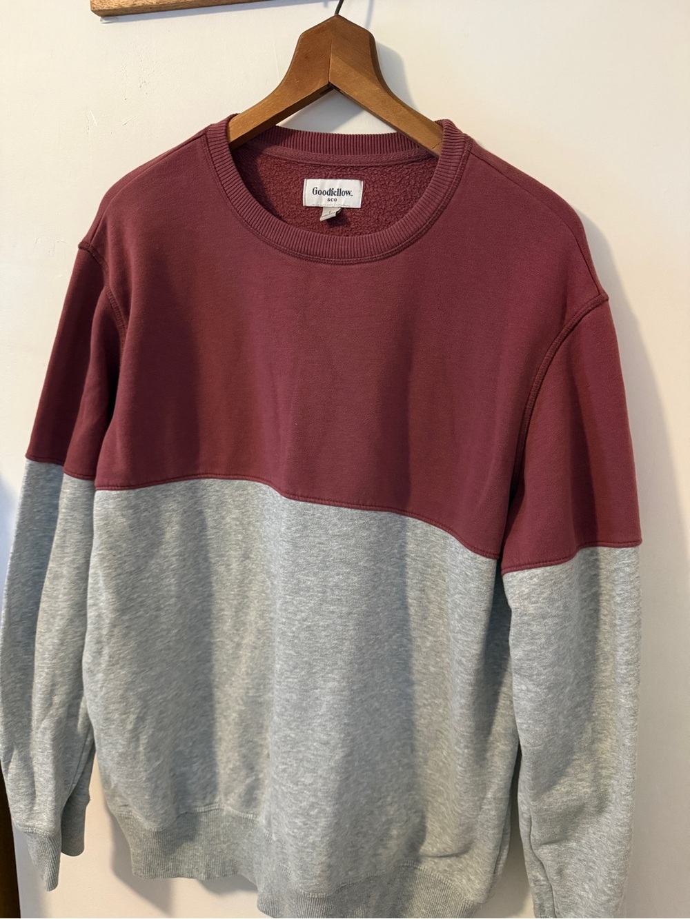 Goodfellow & Co Two-Tone Maroon and Light Gray Crewneck Sweater